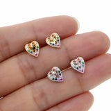 Rainbow Cz Heart Stud Earring 925 Sterling Silver Minimal Jewelry