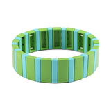 Colorful Enamel Tile Bracelet Tila Beads Stackable Square Combo Elastic Stretch