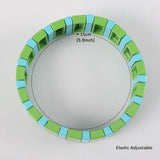 Colorful Enamel Tile Bracelet Tila Beads Stackable Square Combo Elastic Stretch