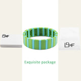 Colorful Enamel Tile Bracelet Tila Beads Stackable Square Combo Elastic Stretch