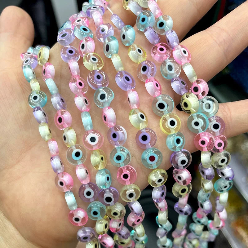Rainbow Evil Eye Glass Beads Spacer for Jewelry Making 6-10mm