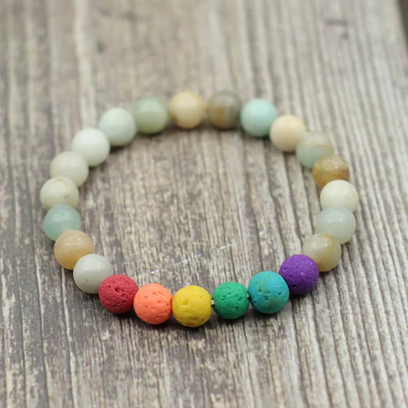 Rainbow Colors Beads Bracelet Natural Stone Yoga Jewelry