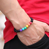 Rainbow Colors Beads Bracelet Natural Stone Yoga Jewelry
