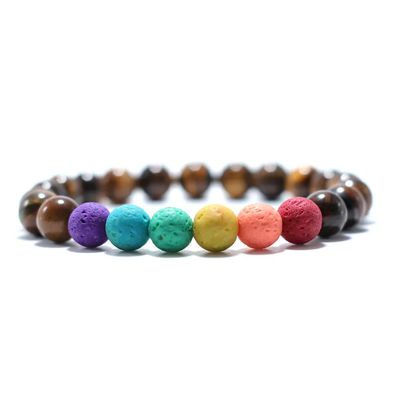 Rainbow Colors Beads Bracelet Natural Stone Yoga Jewelry