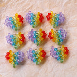 Rainbow Colors Glass Beading Crochet Heart Necklace Pendants