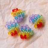 Rainbow Colors Glass Beading Crochet Heart Necklace Pendants