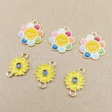 50pcs Rainbow Sunflower Daisy Flower Charms Zinc Alloy Floral Pendants