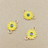 50pcs Rainbow Sunflower Daisy Flower Charms Zinc Alloy Floral Pendants