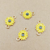50pcs Rainbow Sunflower Daisy Flower Charms Zinc Alloy Floral Pendants