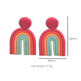 Rainbow Colors U Shape Polymer Clay Earrings Set Gift For Women Goth Jewelry