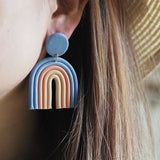 Rainbow Colors U Shape Polymer Clay Earrings Set Gift For Women Goth Jewelry