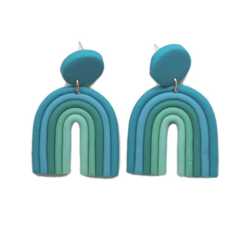 Rainbow Colors U Shape Polymer Clay Earrings Set Gift For Women Goth Jewelry
