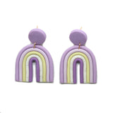 Rainbow Colors U Shape Polymer Clay Earrings Set Gift For Women Goth Jewelry