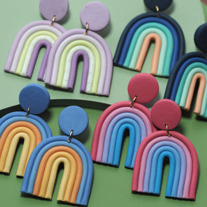 Rainbow Colors U Shape Polymer Clay Earrings Set Gift For Women Goth Jewelry