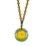 Rainbow Glaze Vajrapani Necklace Om Pendant Glass Beads Sweater Chai