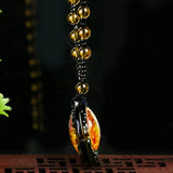 Rainbow Glaze Vajrapani Necklace Om Pendant Glass Beads Sweater Chai