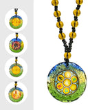 Rainbow Glaze Vajrapani Necklace Om Pendant Glass Beads Sweater Chai