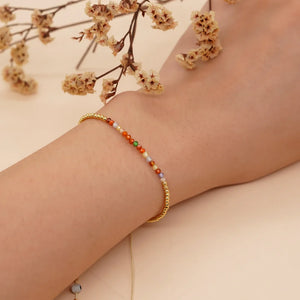 Rainbow Crystal Friendship Beaded Bracelet for Women - Summer Jewelry