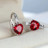 Multicolor Stone Hoop Earrings Aqua Zircon Heart Earrings Boho Silver Wedding Ea