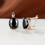 Multicolor Zircon Hoop Earrings Rose Wedding Jewelry