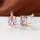 Multicolor Zircon Hoop Earrings Rose Wedding Jewelry