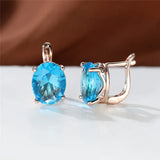 Multicolor Zircon Hoop Earrings Rose Wedding Jewelry