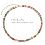 Colorful CZ Hip Hop Tennis Chain Necklace Street Party Choker Necklace