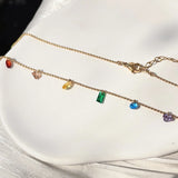 Rainbow Diamond Crystal Titanium Necklace Short Chain Girl Necklace