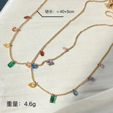 Rainbow Diamond Crystal Titanium Necklace Short Chain Girl Necklace