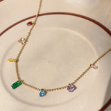 Rainbow Diamond Crystal Titanium Necklace Short Chain Girl Necklace
