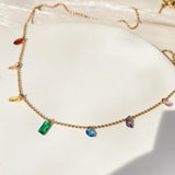 Rainbow Diamond Crystal Titanium Necklace Short Chain Girl Necklace