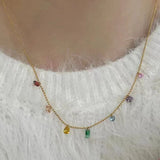 Rainbow Diamond Crystal Titanium Necklace Short Chain Girl Necklace
