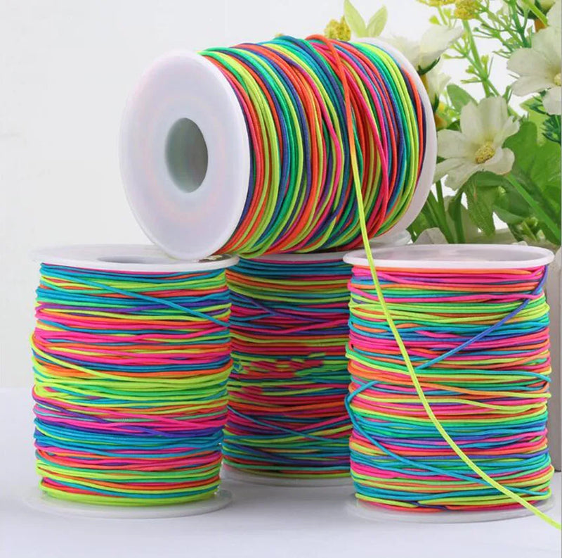 Rainbow Elastic Rope Cord +100M DIY Jewelry Bracelet Making Garment Sewing