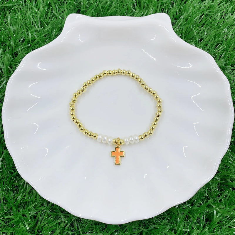 Rainbow Enamel Pendant Cross Shape Accessories Bracelet