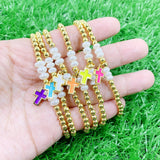 Rainbow Enamel Pendant Cross Shape Accessories Bracelet