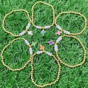 Rainbow Enamel Pendant Cross Shape Accessories Bracelet