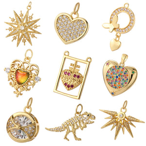 Rainbow Enamel Pendant for Necklace Heart Charms Diy Jewelry Making