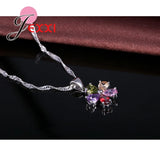 Colorful CZ Crystal Pendant Jewelry Sets Gift Necklace + Earring Sets