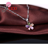 Colorful CZ Crystal Pendant Jewelry Sets Gift Necklace + Earring Sets