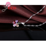 Colorful CZ Crystal Pendant Jewelry Sets Gift Necklace + Earring Sets