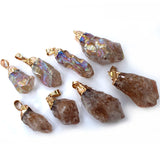 Rainbow Healing Crystal Stone Pendant Necklace for Women Reiki Jewelry