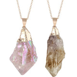 Rainbow Healing Crystal Stone Pendant Necklace for Women Reiki Jewelry