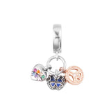Rainbow Heart Butterfly & Peace Triple Beads S925 Pendant