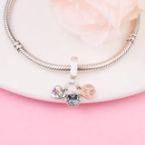 Rainbow Heart Butterfly & Peace Triple Charms Keychains Silver 925 Bracelet