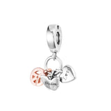 Rainbow Heart Butterfly & Peace Triple Charms Keychains Silver 925 Bracelet