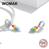 Rainbow Ice Cream Pendant Enamel Beads 925 Sterling Silver Bangle Charm