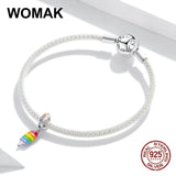 Rainbow Ice Cream Pendant Enamel Beads 925 Sterling Silver Bangle Charm