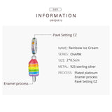 Rainbow Ice Cream Pendant Enamel Beads 925 Sterling Silver Bangle Charm