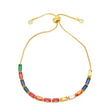 Rainbow Crystal Tennis Bracelet Women Adjustable CZ Jewelry Anniversary Gift