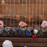 Rainbow Labradorite Essential Oil Bottle Perfume Necklace Women Jewelry